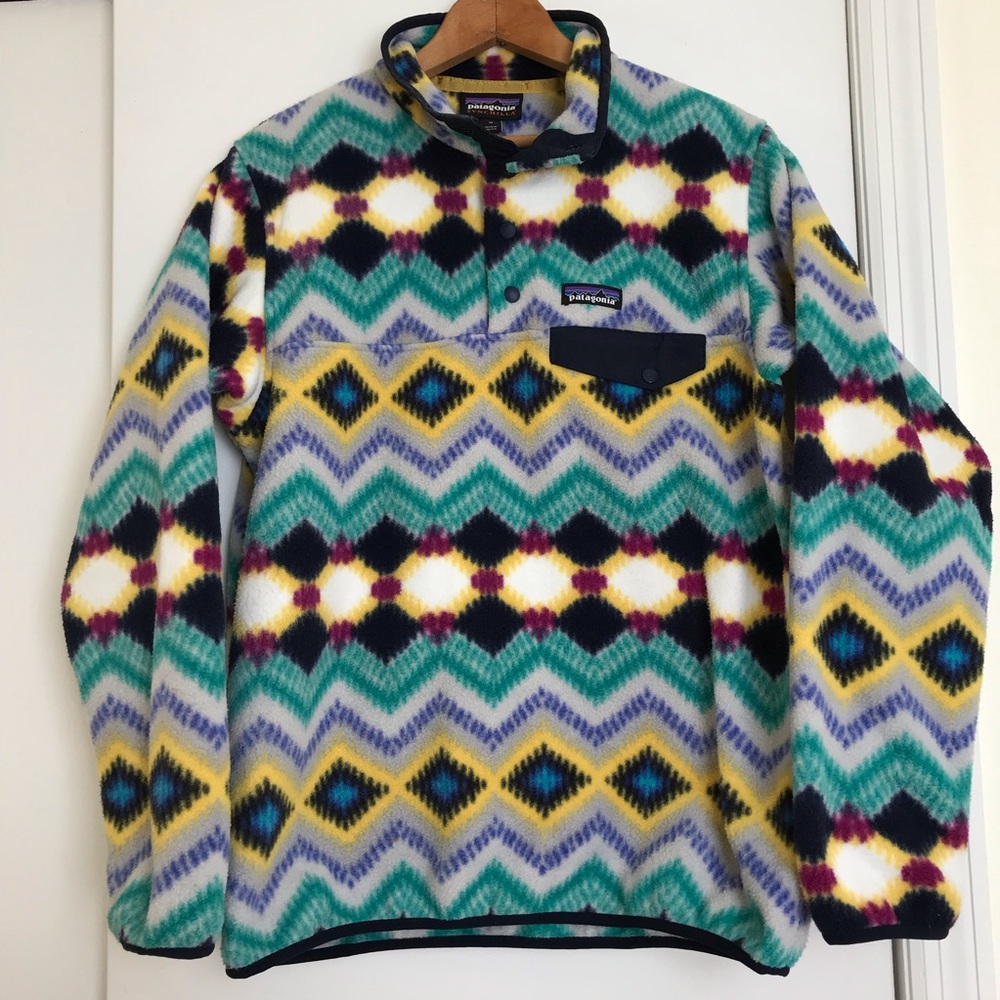 Multicolored Patagonia fleece pullover, medium